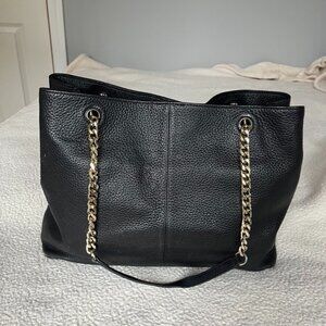 14th & Union Morton Pebbled Leather Gold Chain Tote Briefcase Work Bag